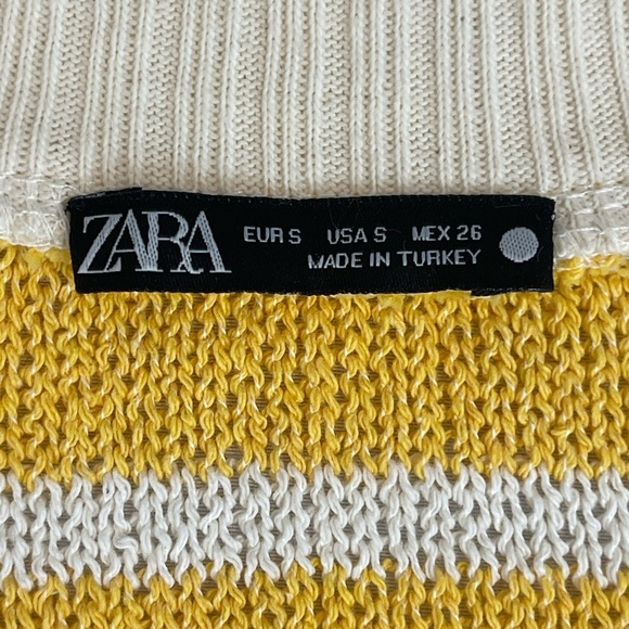 Zara Striped Sweater Vest Size Small Yellow and White NWOT - Picture 5 of 9
